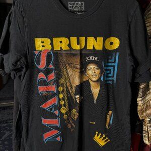 Bruno Mars 24K Magic World Tour Black Graphic Print Tee T-Shirt SZ Medium